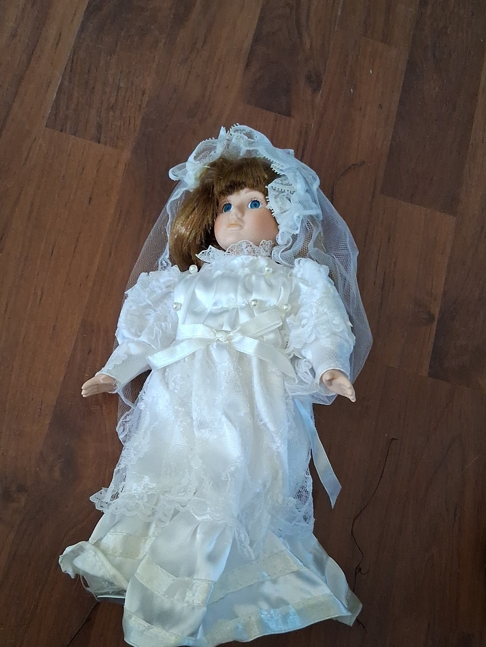 White Bridal Doll Costume for Kids - Classic Veil Dress